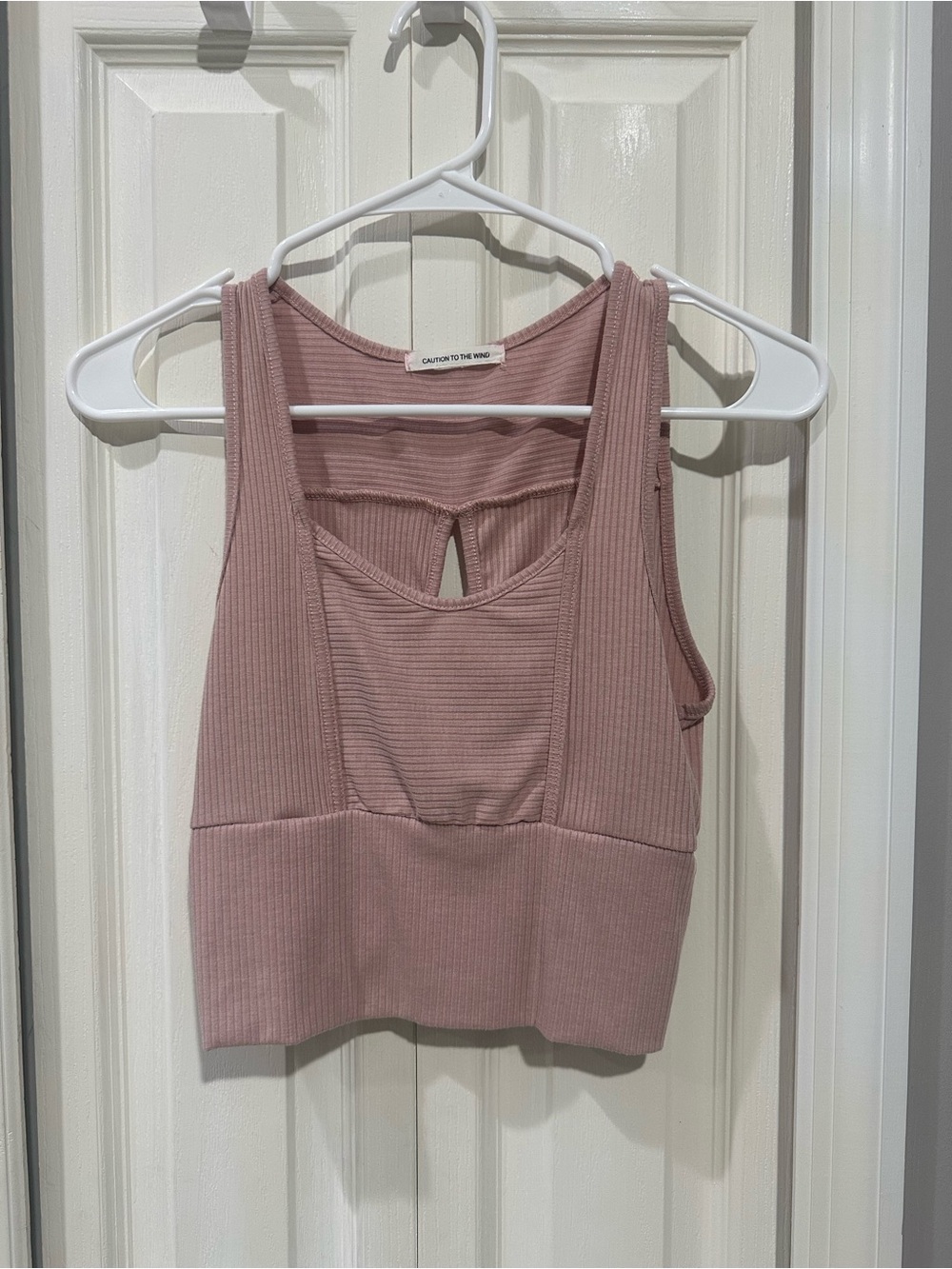 Ribbed Mauve Cropped Tank Sports Top Small